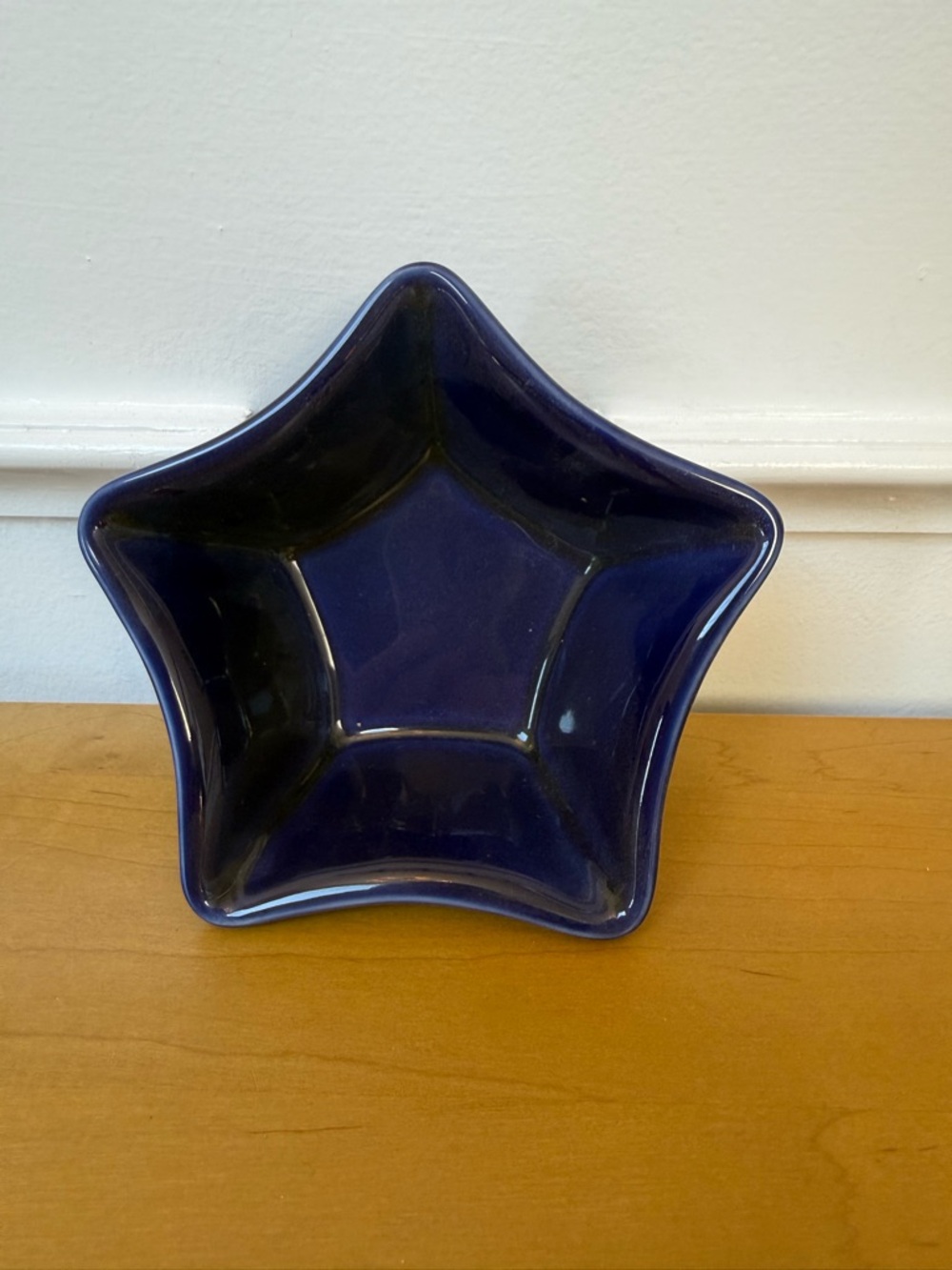 Longaberger Deep Blue Star-Shaped Ceramic Bowl